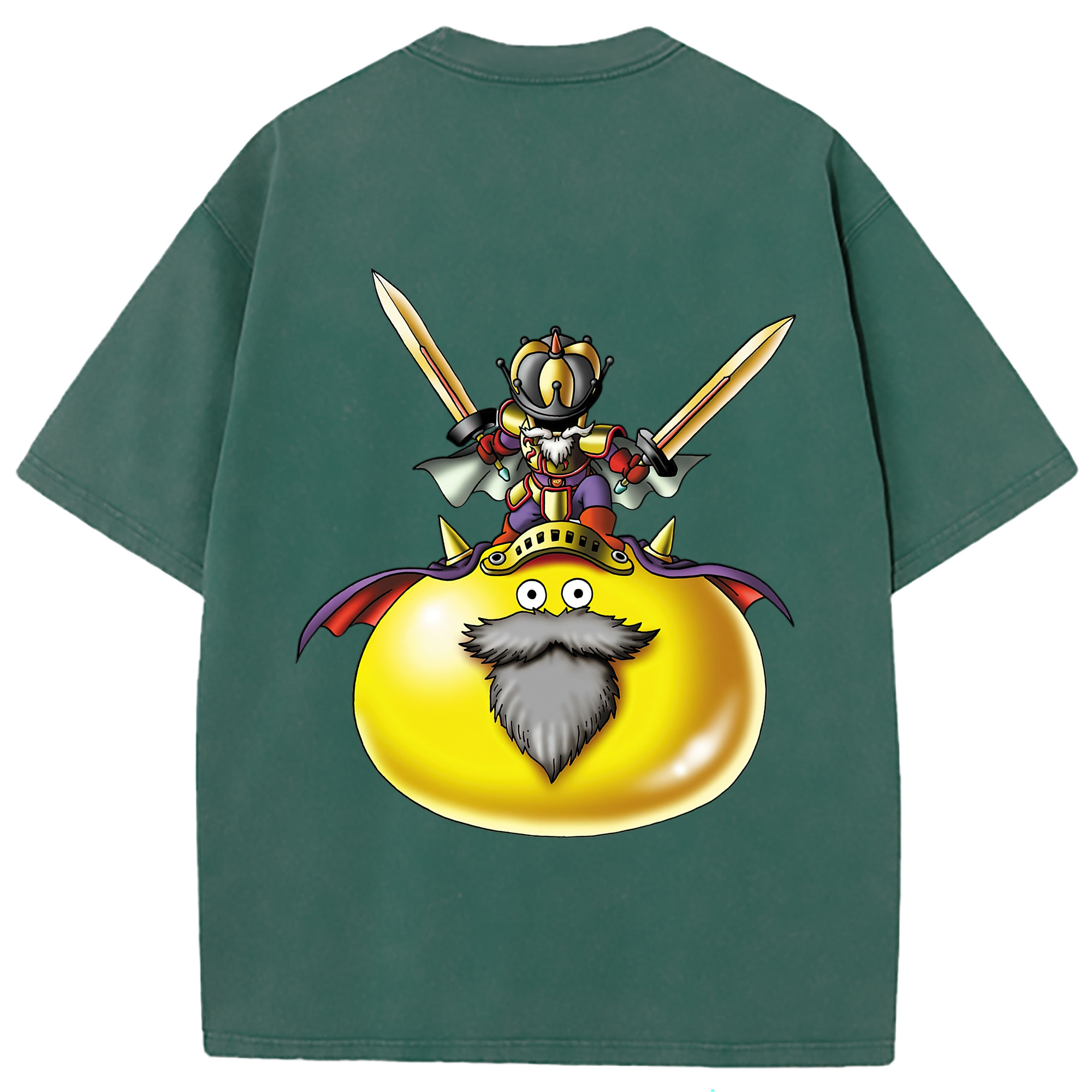 （画像用） ドラゴンクエスト Doragon Kuesuto Dragon Quest 綿100% ヴィンテージ風 半袖Tシャツ（背面プリント）